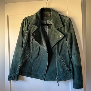 BLANK NYC dark green leather suede jacket